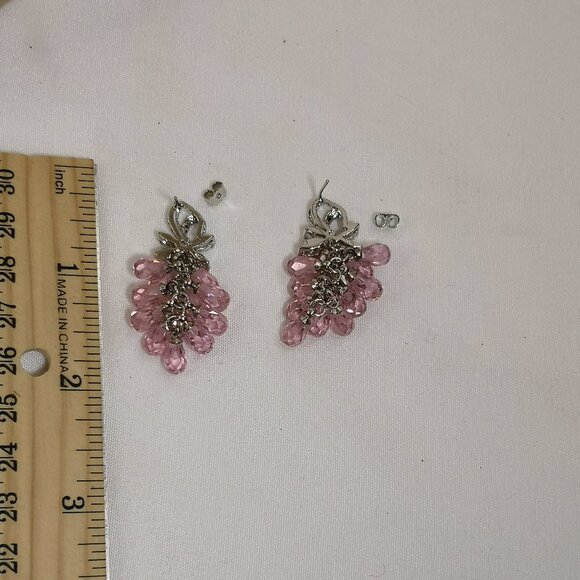 Glass bead Rhinestones romantic Grape Dangle earrings Nwot - Picture 6 of 6